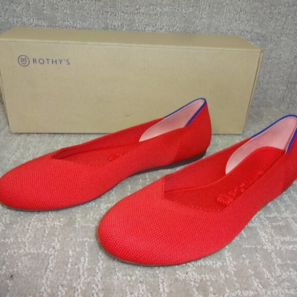 Rothys The Flat Women's Size 8.5 US Red Ruby Round Toe Slip on Flats Shoes - Picture 8 of 11